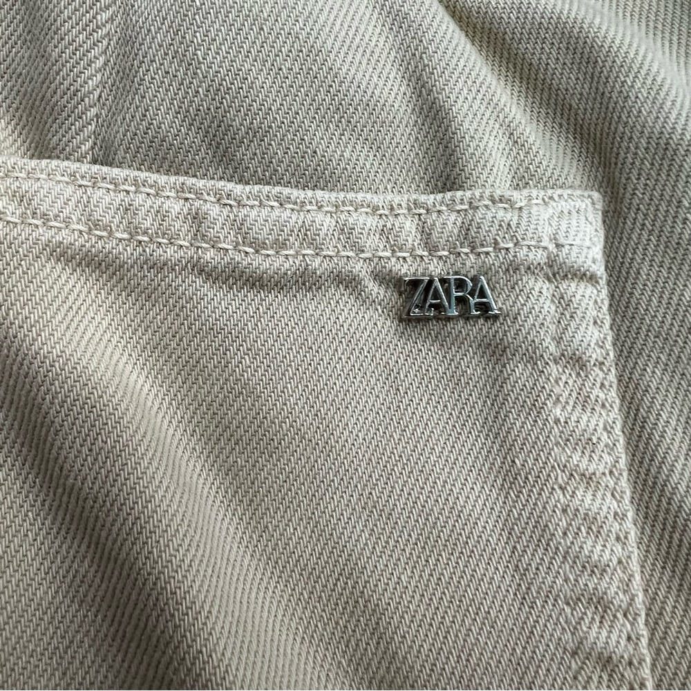 Zara Women's 90's Inspired Demin Casual Tan Pants Size US 6 - Picture 4 of 6
